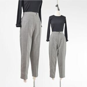 Vintage 90s Houndstooth Wool Spandex Slim Fit Tapered Leg Pants size S
